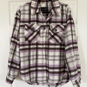 Love Tree Pink and Brown Plaid Shacket